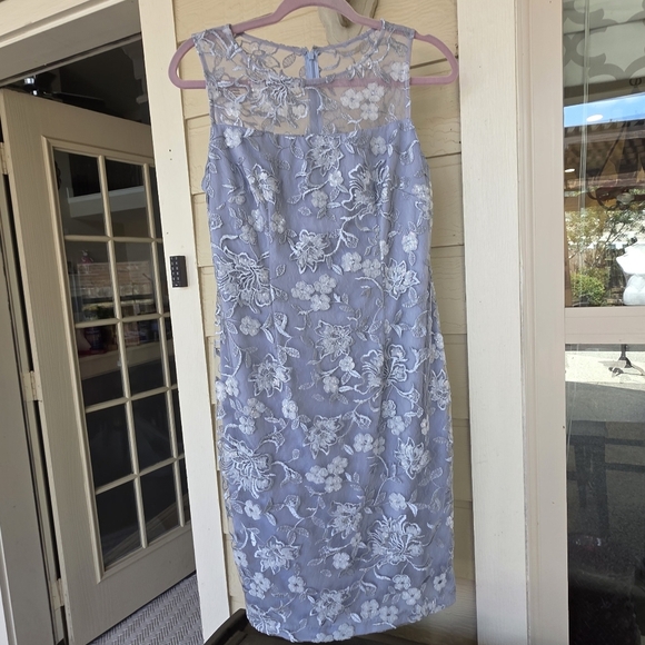 Alex Evenings Floral Lace Embroidered Sleeveless Dress Baby Blue 6 - Picture 15 of 16